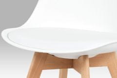Autronic jedálenská stolička, plast biely / koženka biela / masív buk CT-752 WT