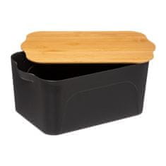 ModernHome Čierny box s bambusovým vekom 6,5 l