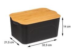 ModernHome Čierny box s bambusovým vekom 6,5 l