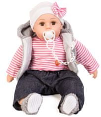 iMex Toys Doris Hovoriaca bábika s cumlíkom v šedom kožuchu
