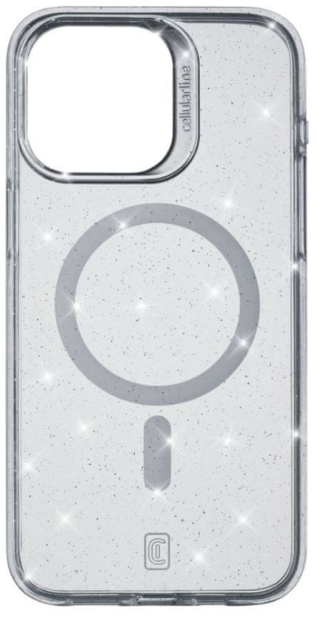 CellularLine Trblietavý zadný kryt Sparkle Mag s podporou Magsafe pro Apple iPhone 15 Pro, číry (SPARKMAGIPH15PROT)
