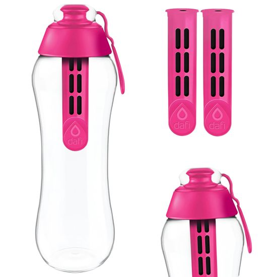 DAFI Dafi ružová filtračná fľaša na vodu 0,7 l + 2 filtre