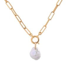 Decadorn Elegantný pozlátený náhrdelník s pravou perlou Sea Chunky