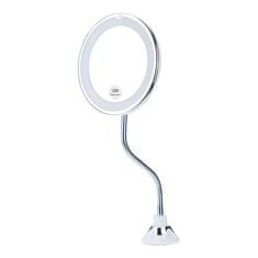 Netscroll Líčiace zrkadlo, zväčšovacie zrkadlo s LED svetlom a ohybným držiakom, pohyblivý krk pre ľahšiu inštaláciu, LED svetlo pre perfektné osvetlenie, 10x zväčšenie, BeautyMirror
