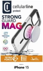 CellularLine Ochranný kryt Tetra Force Strong Guard Mag s podporou Magsafe pre Apple iPhone 15, transparentný (TETRACMAGIPH15T)