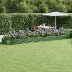 Vidaxl Vyvýšený záhradný záhon práškovaná oceľ 600x140x36 cm zelený