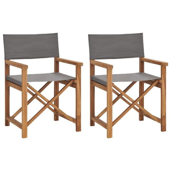 Vidaxl Režisérske stoličky 2 ks, tíkový masív, sivé