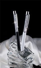 ART CRYSTELLA Guľôčkové pero SWAROVSKI Crystals, biela, biele kryštály v hornej časti pera, 14 cm, 1805XGT022