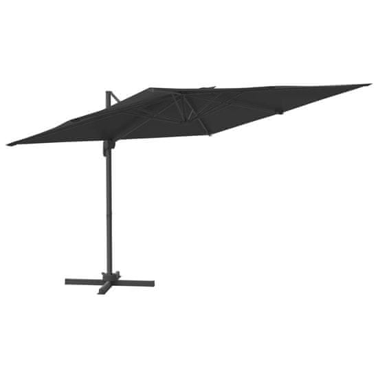 Vidaxl Závesný slnečník s hliníkovou tyčou čierny 400x300 cm