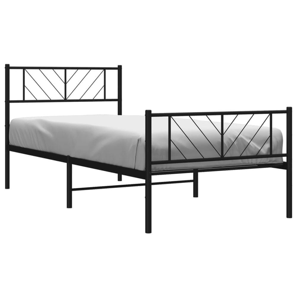 Vidaxl Kovový rám postele s čelom a podnožkou čierny 100x200 cm
