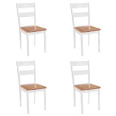 Vidaxl Jedálenské stoličky 4 ks, biele, kaučukový masív