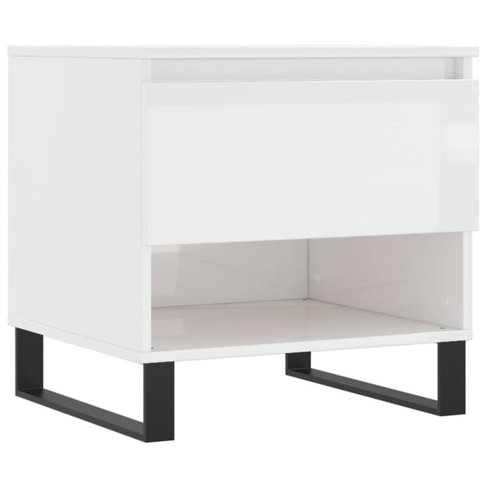 Vidaxl Konferenčný stolík lesklý biely 50x46x50 cm kompozitné drevo