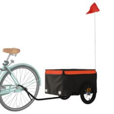 Vidaxl Nákladný príves za bicykel čierno-oranžový 30 kg železo