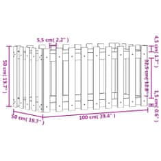 Vidaxl Vyvýšený záhon s dizajnom plotu biely 100x50x50 cm borovica