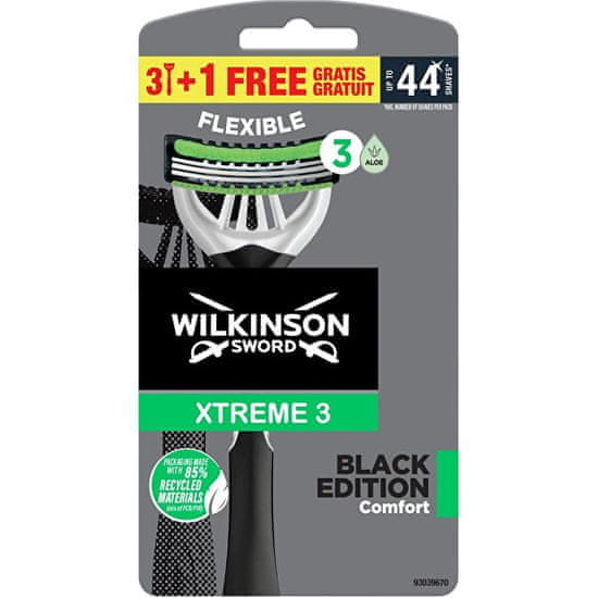 Wilkinson Sword Jednorazový holiaci strojček pre mužov Xtreme 3 Black Edition Comfort 3+1 ks