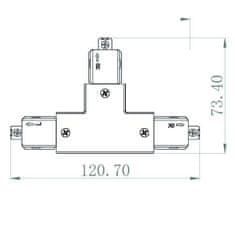 Light Impressions Deko-Light 1-fázový koľajnicový systém, D One T-spojka, pravé-pravé-ľavé, 220-240V čierna RAL 9011 121 mm 720023
