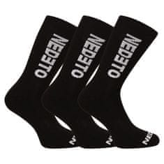 Nedeto 3PACK ponožky vysoké čierne (3NDTP001-brand) - veľkosť M