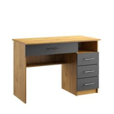 VerDesign KANTOR KIT písací stôl N01, antracit / dub Apalačský, pravý