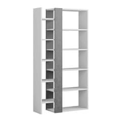 VerDesign Designová knižnica ZAPHIRA, biela / retro šedá