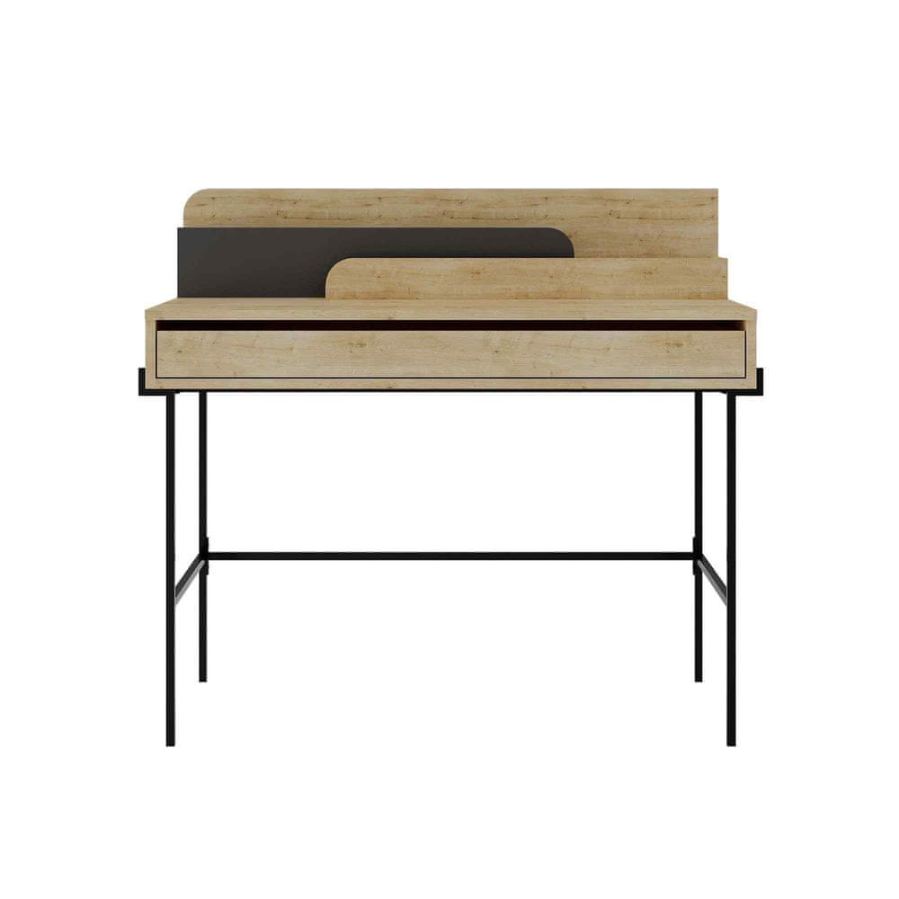 VerDesign Industriálny písací stôl RUEL, dub / antracit