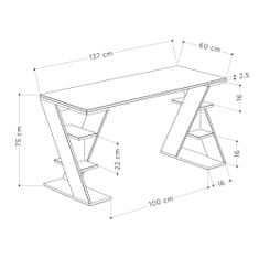 VerDesign Písací stôl AURA, biely / antracit