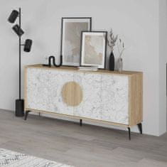 VerDesign Luxusný konzolový stolík ORIANA 180, dub / biela Carrara