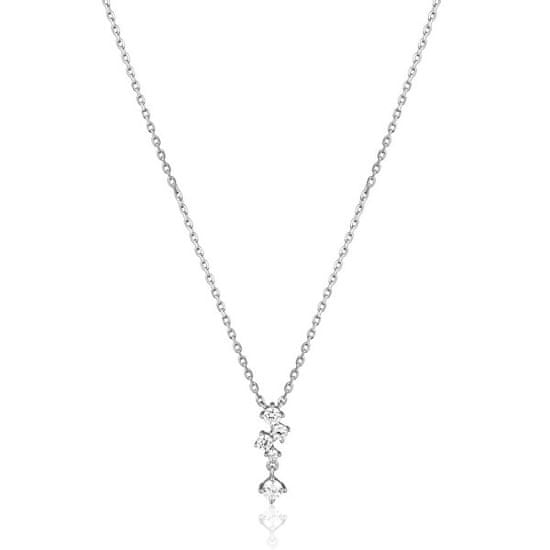 JVD Blyštivý strieborný náhrdelník so zirkónmi SVLN0461X75BI45