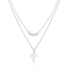 JVD Dvojitý strieborný náhrdelník Krížik SVLN0395X610045
