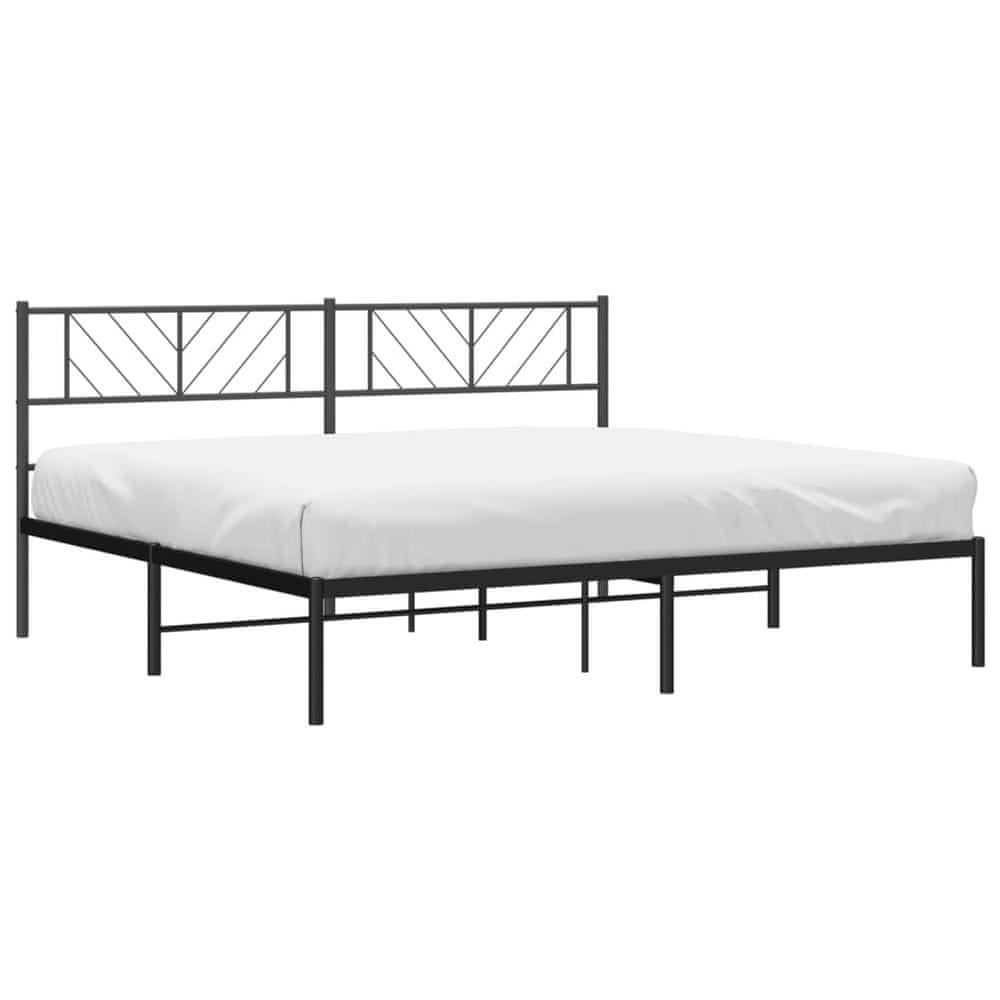 Vidaxl Kovový rám postele s čelom čierny 193x203 cm
