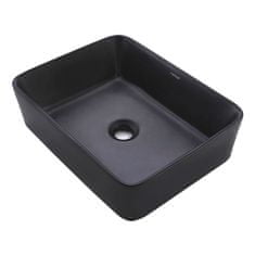 MUVU Umývadlo na dosku, keramika, kúpeľňa, čierna, štvorcová, 48x36 cm, REBIKO