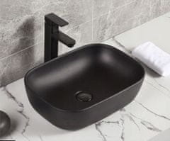 MUVU Umývadlo na dosku, keramika, kúpeľňa, matná čierna, štvorcový, 46x32 cm, REBIKO