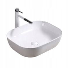 MUVU Umývadlo na dosku, keramika, kúpeľňa, biela, štvorcová, 41x31 cm, REBIKO