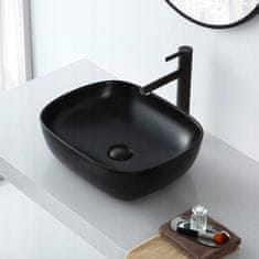 MUVU Umývadlo na dosku, keramika, kúpeľňa, matná čierna, štvorcový, 46x32 cm, REBIKO