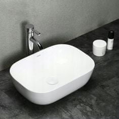 MUVU Umývadlo na dosku, keramika, kúpeľňa, biela, štvorcová, 46x33 cm, REBIKO