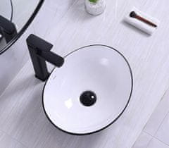 MUVU Umývadlo na dosku, keramika, kúpeľňa, okrúhla čierna, 42x34 cm, REBIKO