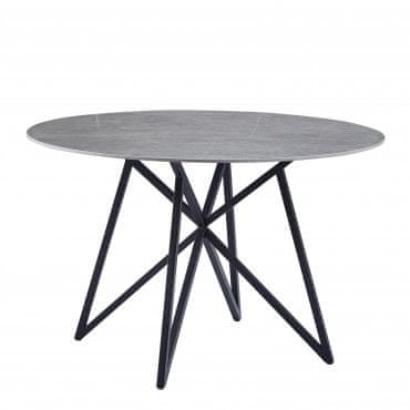 Casa Vital Jedálenský stôl CasaDolce CLAUDINE, sivý, 133x133x76 cm, okrúhla doska, spekaný kameň, mramorový vzor, kovové nohy