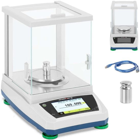 shumee Laboratórna analytická váha so skleneným krytom a dotykovým LCD panelom 200 g / 0,001 g