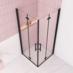 H K Sprchovací kút MELODY BLACK R100, 100x100 cm so zalamovacími dverami