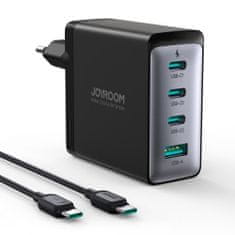 Joyroom JR-TCG04EU GaN sieťová nabíjačka USB / 3x USB-C 100W + kábel USB-C, čierna