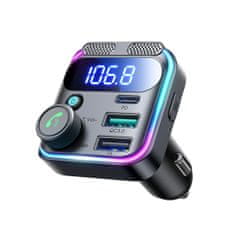 Joyroom JR-CCB01 Bluetooth FM Transmitter autonabíjačka 2x USB / USB-C 48W, čierna