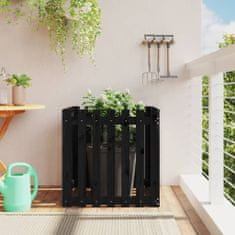 Vidaxl Záhradný kvetináč s dizajnom plotu čierny 70x70x70 cm borovica