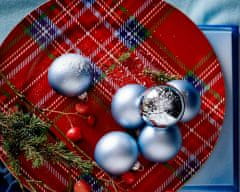 Kaemingk Vianočný okrúhly tanier červený károvaný 33 cm 1ks