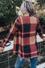 OMG! dámsky otvorený kockovaný sveter s prestrihom Newby červená S