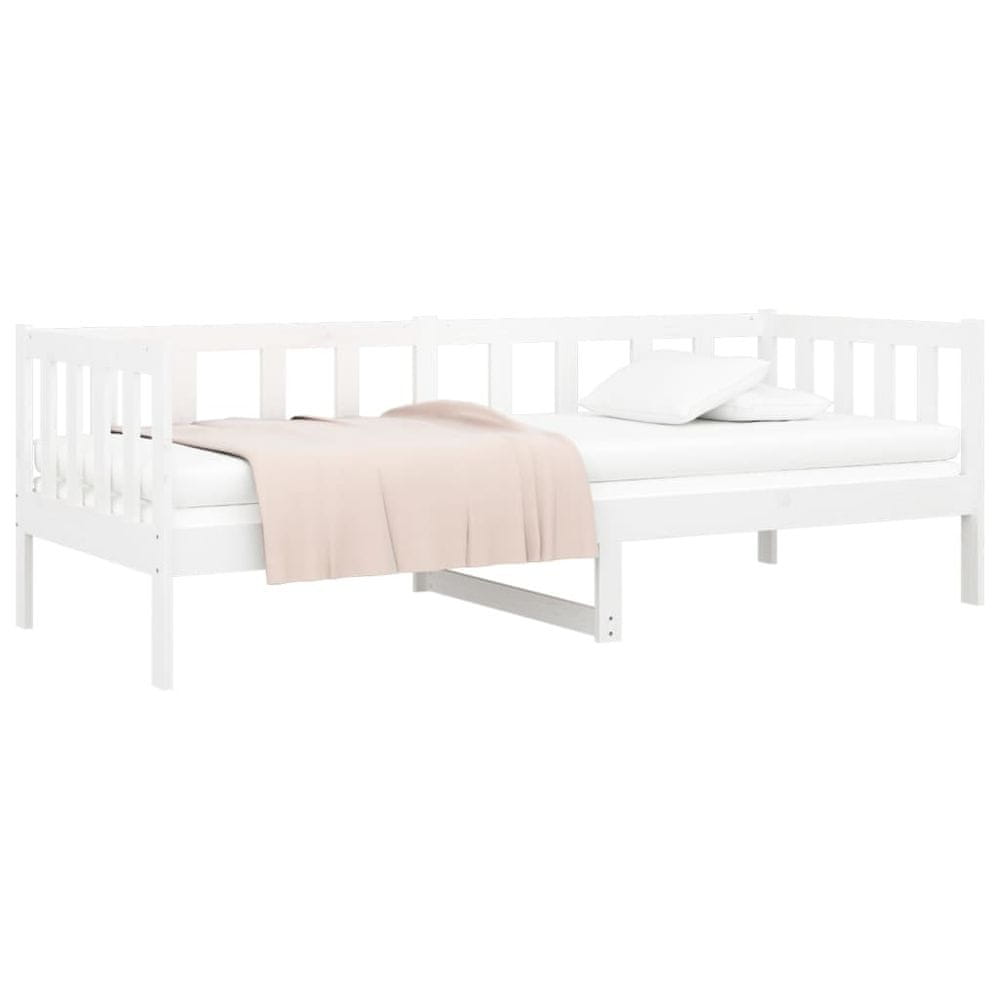 Vidaxl Denná posteľ biela 90x190 cm borovicový masív