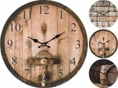 EXCELLENT Nástěnné hodiny KO-Y36901130spun drevené 33 cm BISTRO špunty