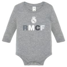 FAN SHOP SLOVAKIA Dojčenské body Real Madrid FC, šedé, dlhé, 100% bavlna | 3-6 m