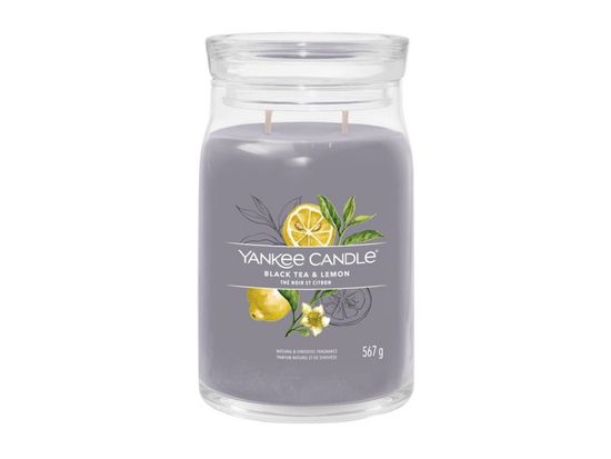 Yankee Candle Yankee Candle Signature Veľká vonná sviečka v skle - Black Tea & Lemon, 2 knôty, 567g (vôňa citrón, zázvor, vanilka)