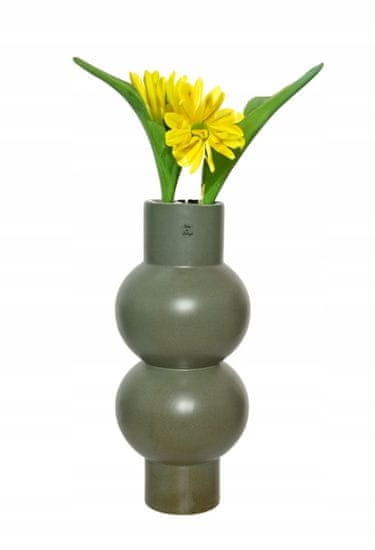 Kaemingk Dekoratívna hlinená váza na kvety zelená 43 x 19,5 cm