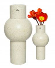 Kaemingk Dekoratívna béžová hlinená váza na kvety 38 x 18,5 cm
