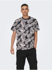 Tmavomodré pánske vzorované tričko ONLY & SONS Perry XL